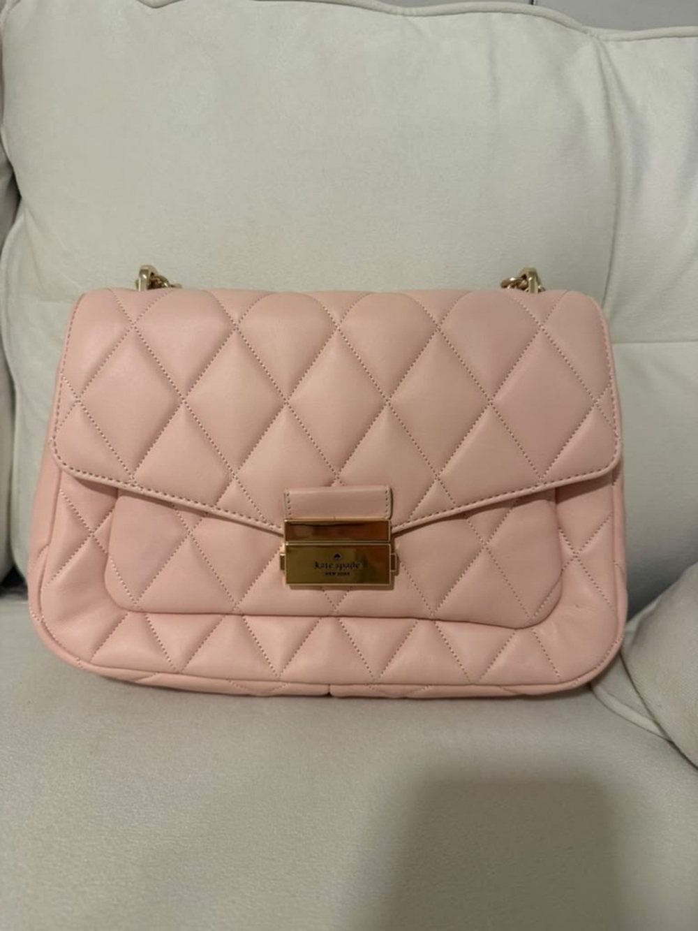 kate spade Quilted Blush Pink Shoulder Bag with Gold Hardware